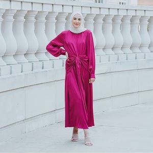 Magenta Front Tie Maxi Dress by @withloveleena